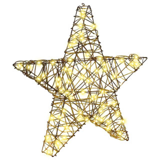 3D täht koos 50 LED-iga Soe valge 55 x 52.5 x 9 cm Rotang