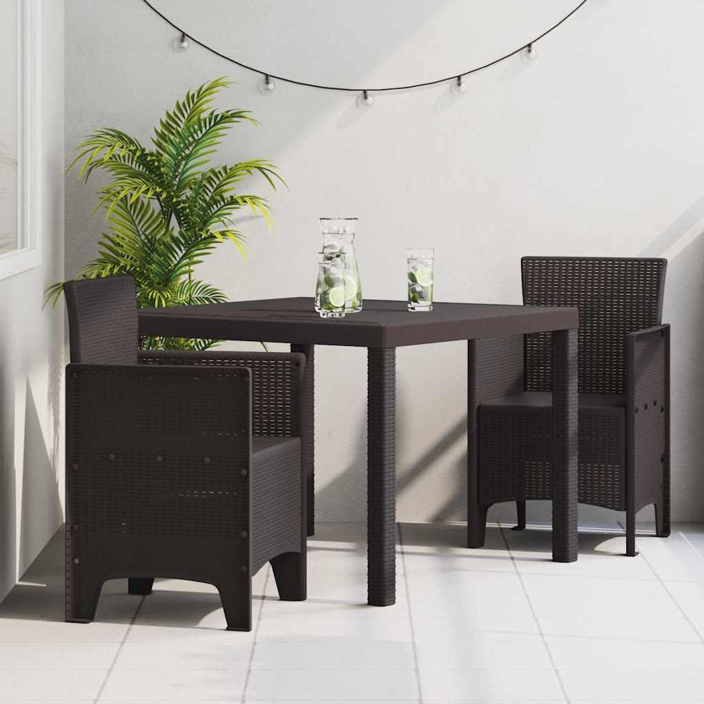 Aia söögilaudade komplekt 3 pcs Pruun Polt rattan
