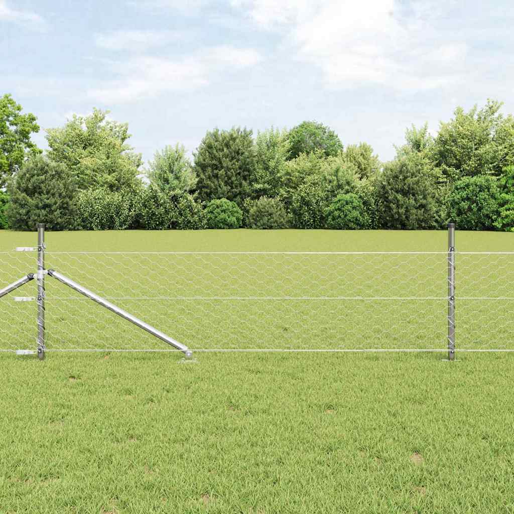 Aed koos postidega Hõbedane 0.8 x 10 m PVC kaetud teras