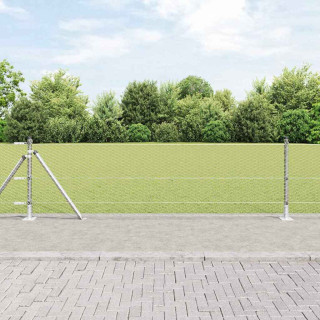 Aed koos postidega Hõbedane 0.4 x 25 m PVC kaetud teras