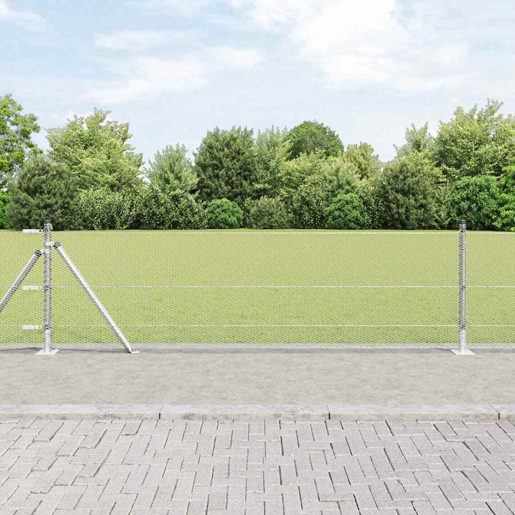 Aed koos postidega Hõbedane 0.6 x 50 m PVC kaetud teras