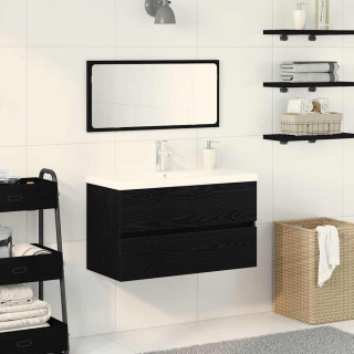 Vannitoa mööbleset 3 pcs Must tamm 80 x 38.5 x 45 cm Tehispuit