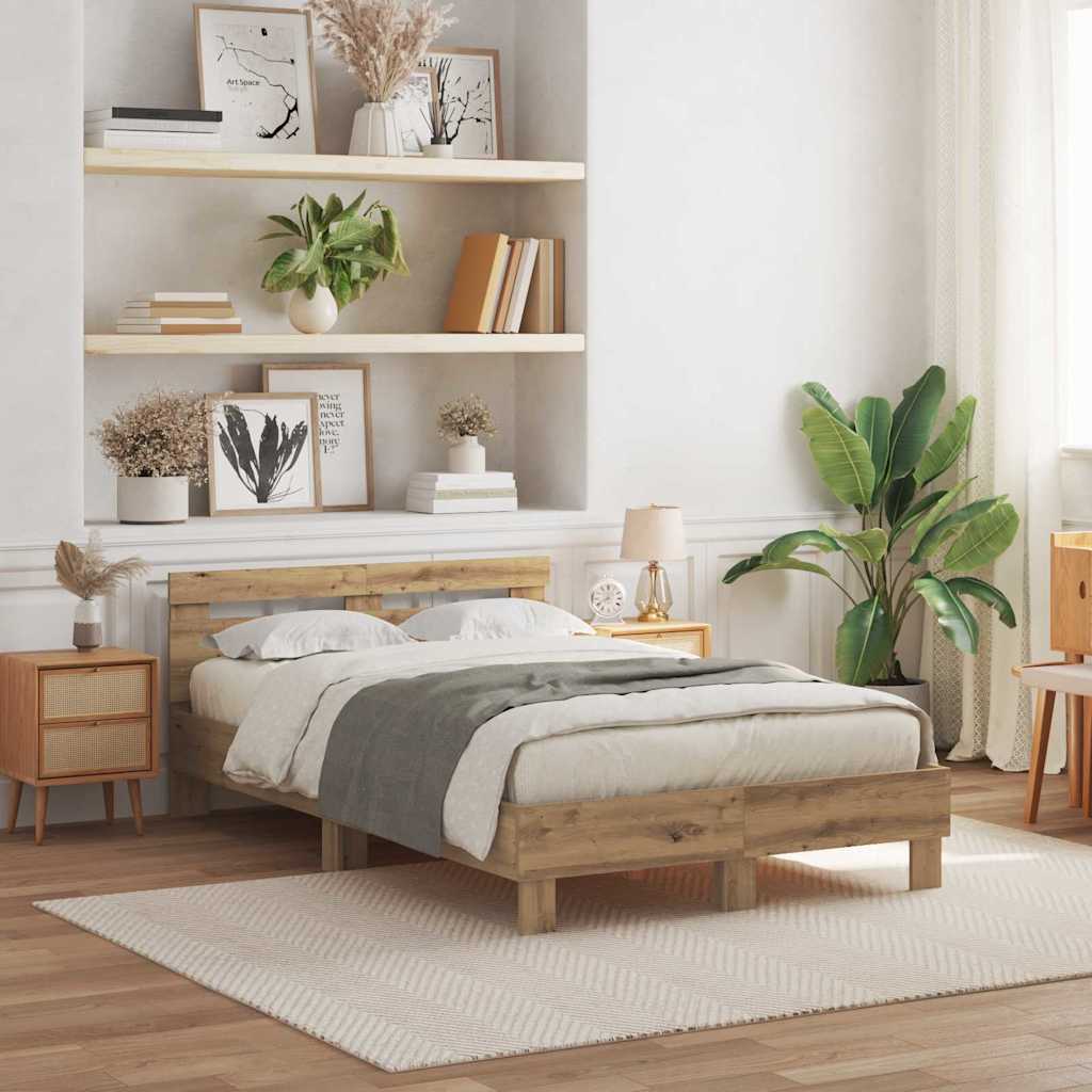 Voodi raam peaga käsitöötamm 135 x 190 cm Tehispuit