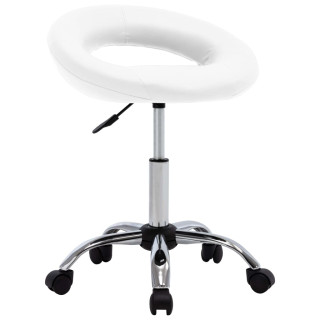 Рабочий стул на колесиках, белый, искусственная кожа