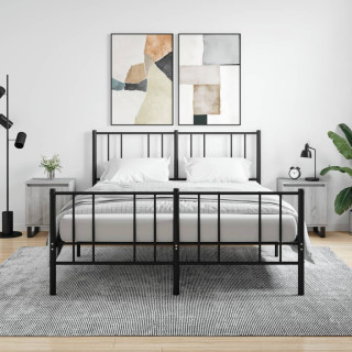 Тумбочки прикроватные 2 шт, серый дуб Сонома, 40 x 30 x 50 см, ДСП