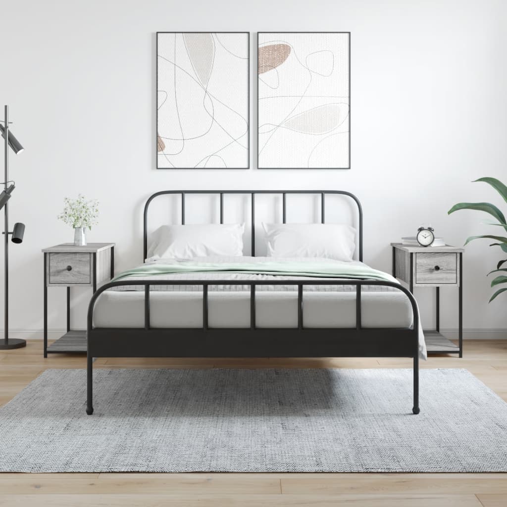 Тумбочки прикроватные 2 шт, серый дуб Сонома, 30 x 60 x 60 см, искусственное дерево