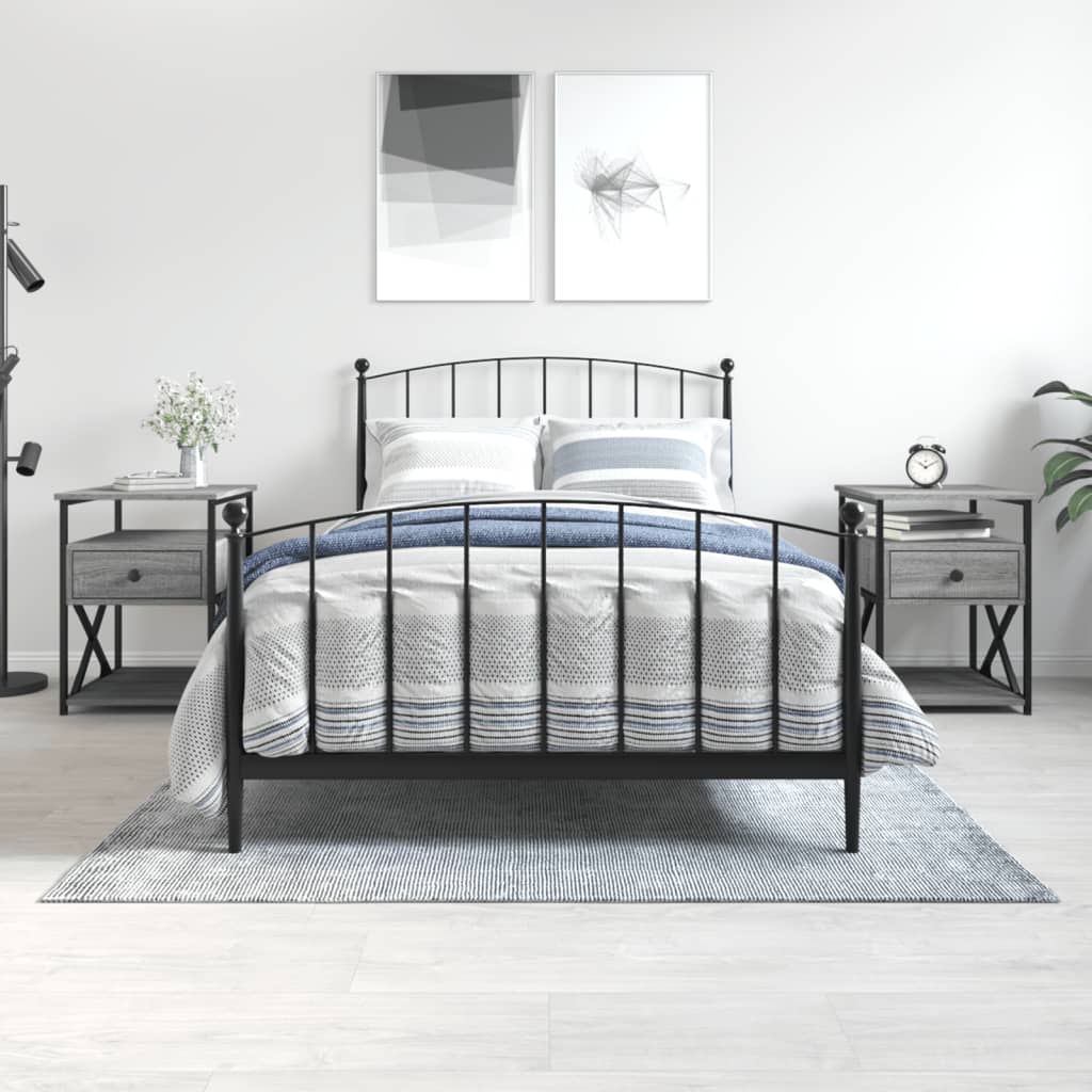 Тумбочки прикроватные 2 шт, серый дуб Сонома, 40 x 42 x 55 см, ДСП