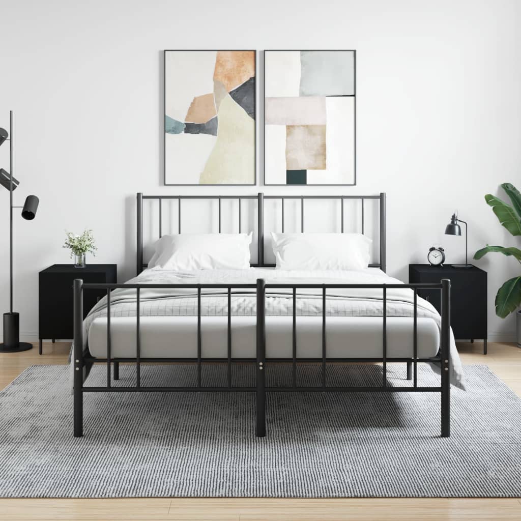 Тумбочки прикроватные 2 шт, черные, 40 x 40 x 50 см, ДСП