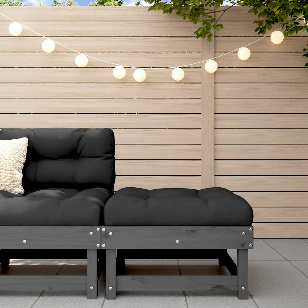 Садовая скамейка для ног с подушкой, серая, сосна