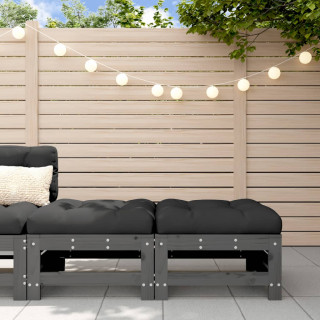 Садовые скамейки для ног с подушками 2 шт, серый, сосна