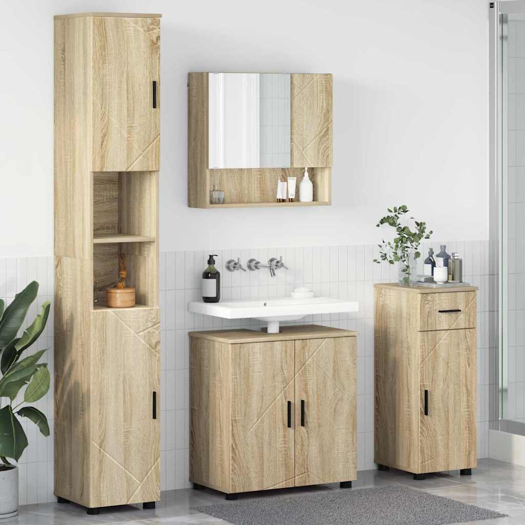 Vannitoa mööbleset 4 pcs Sonoma tamm 61 x 35 x 64 cm Tehispuit