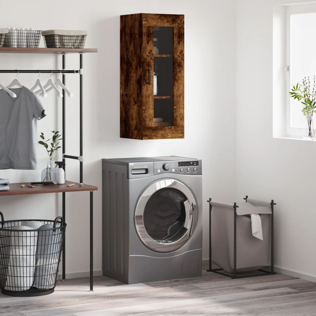 настенный шкаф, дымчатый дуб, 34,5x34x90 см