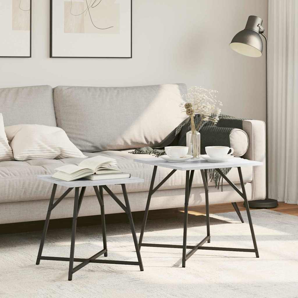 Комплект из 2 приставных столов Noa, серый сонома, дерево и металл