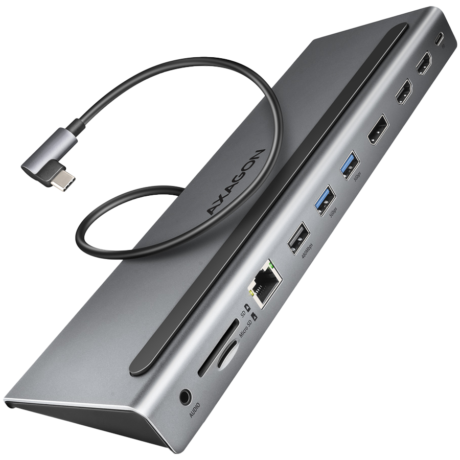 Axagon Multiport USB-C 5Gbps TRIPLE 4K DISPLAY hub HMC-4KX3 (Тройной 4K USB-C хаб)
