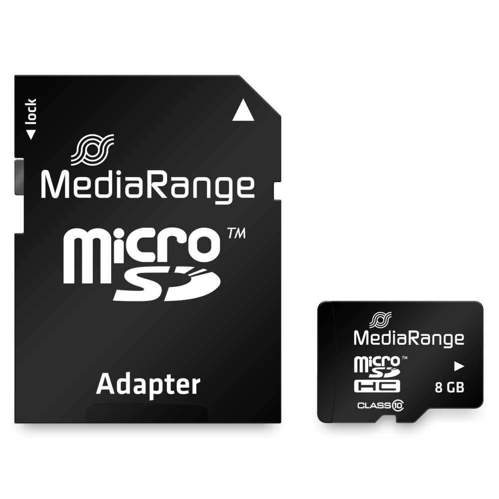 Карта памяти Micro SDHC 8GB C10 с адаптером MR957 MediaRange
