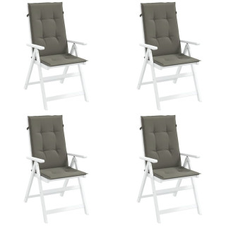 Подушки на стулья с высокой спинкой 4 шт, темно-серые, 120x50x4 см, ткань