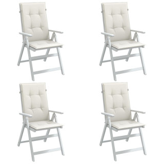 Подушки на стулья с высокой спинкой 4 шт, кремовые, 120x50x4 см, ткань