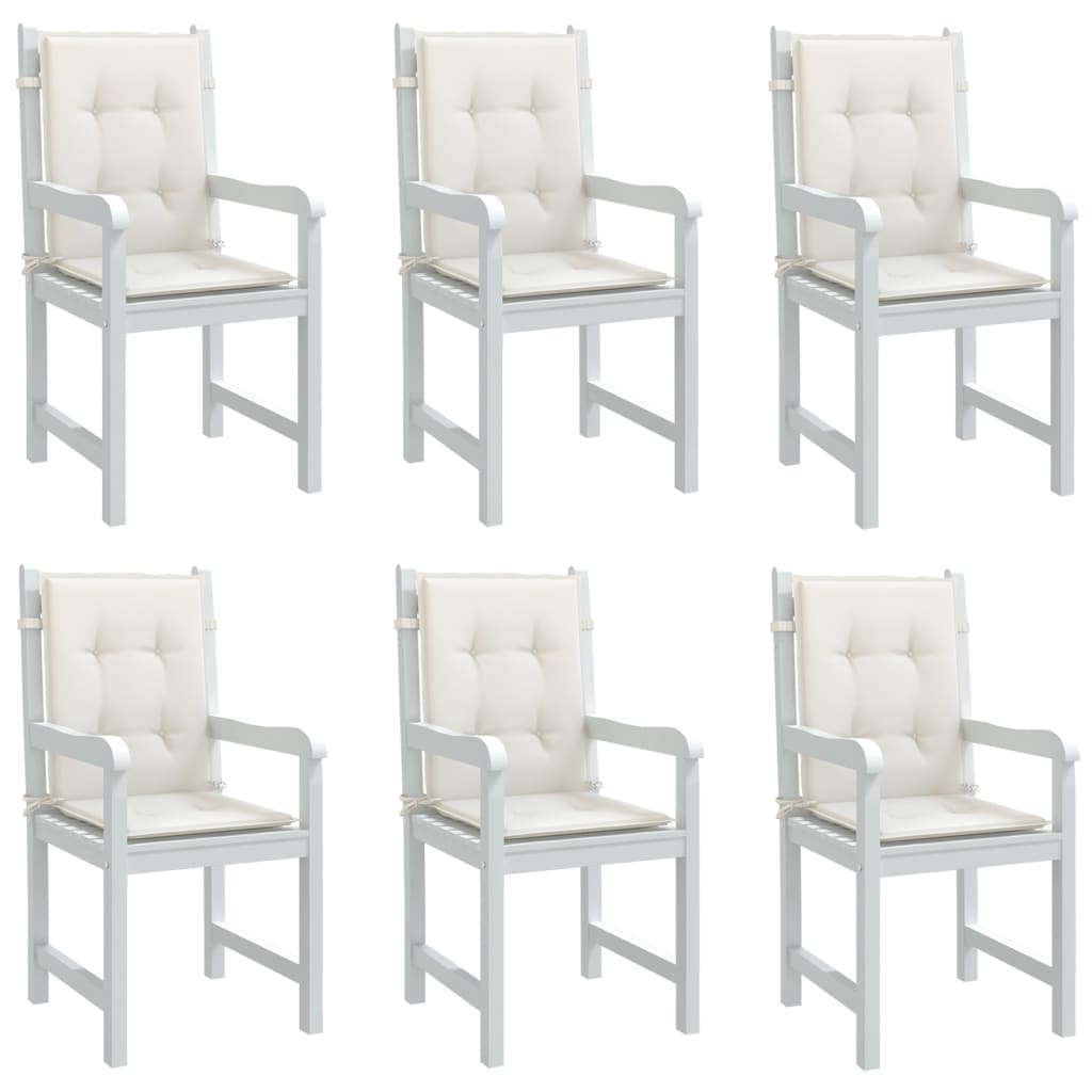 madala seljatoega toolipadjad 6 tk, kreemjas 100x50x4cm, kangas