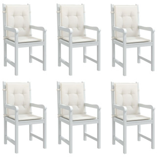 madala seljatoega toolipadjad 6 tk, kreemjas 100x50x4cm, kangas