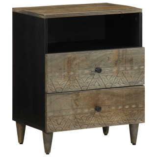 Прикроватная тумбочка светло-серая 50x33x60 см из массива манго