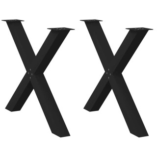 Ножки для обеденного стола, X-образные, 2 шт, черные, 90 x (72–73) см, сталь