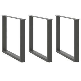 Ножки для обеденного стола U-образные, 3 шт, антрацитово-серые, 90 x (72–73) см, сталь