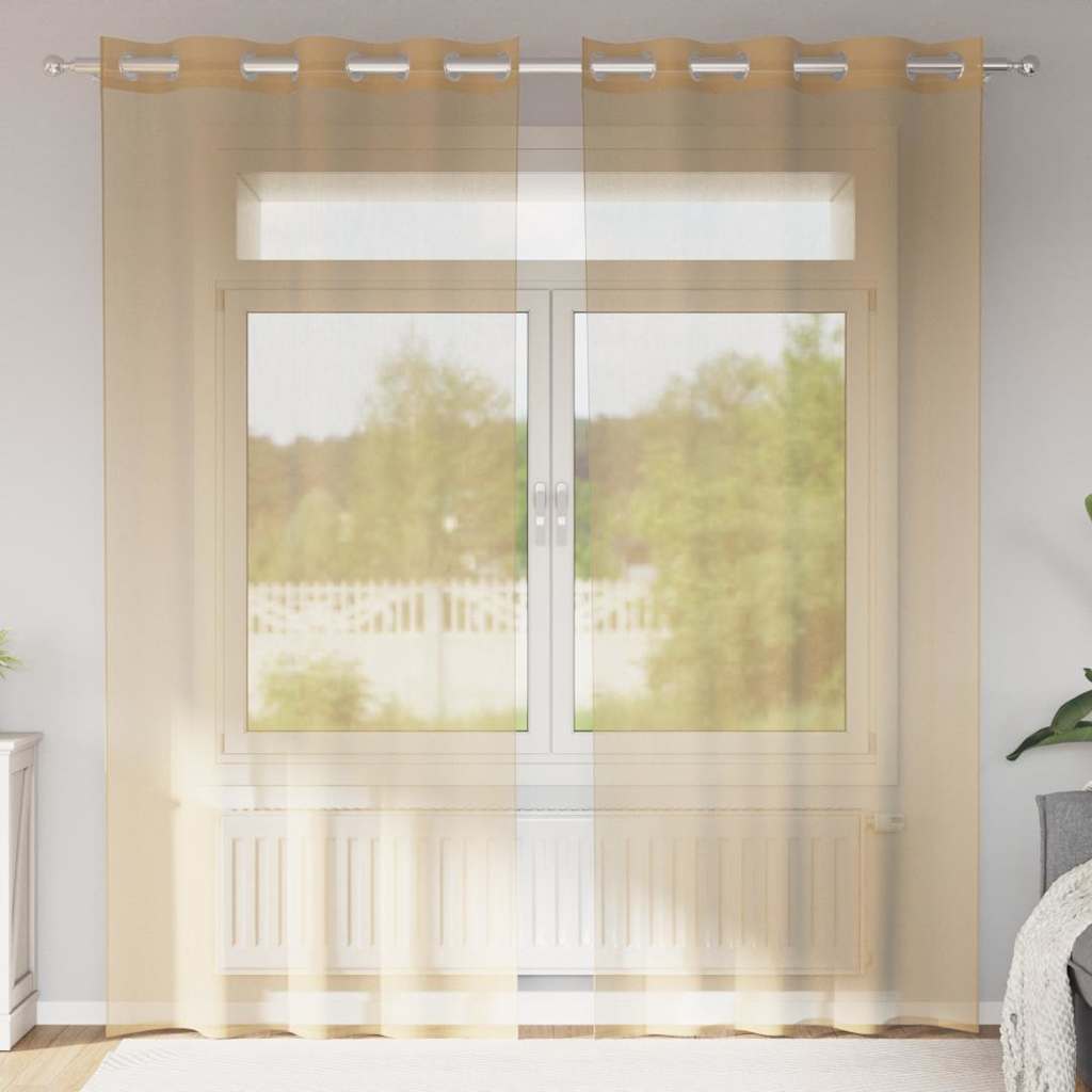 Voile-kardinad rõngastihendiga 2 tk Liiv