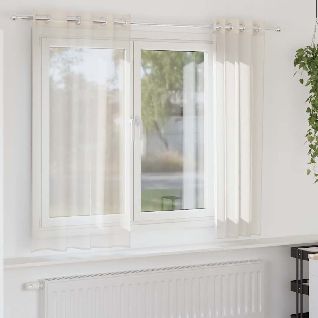 Voile kardinad rõngastega 2 tk Kreem 140x140 cm