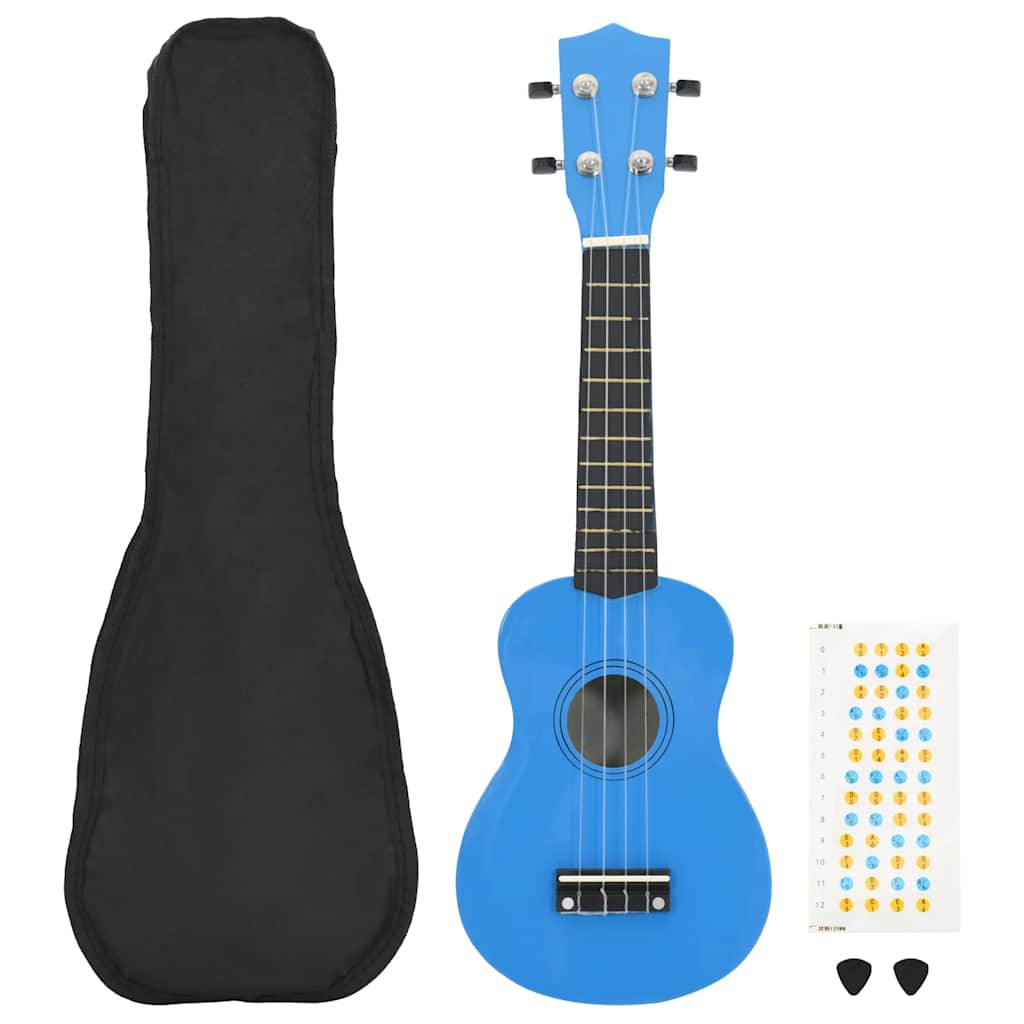 sopran ukulele komplekt kotiga lastele sinine 21