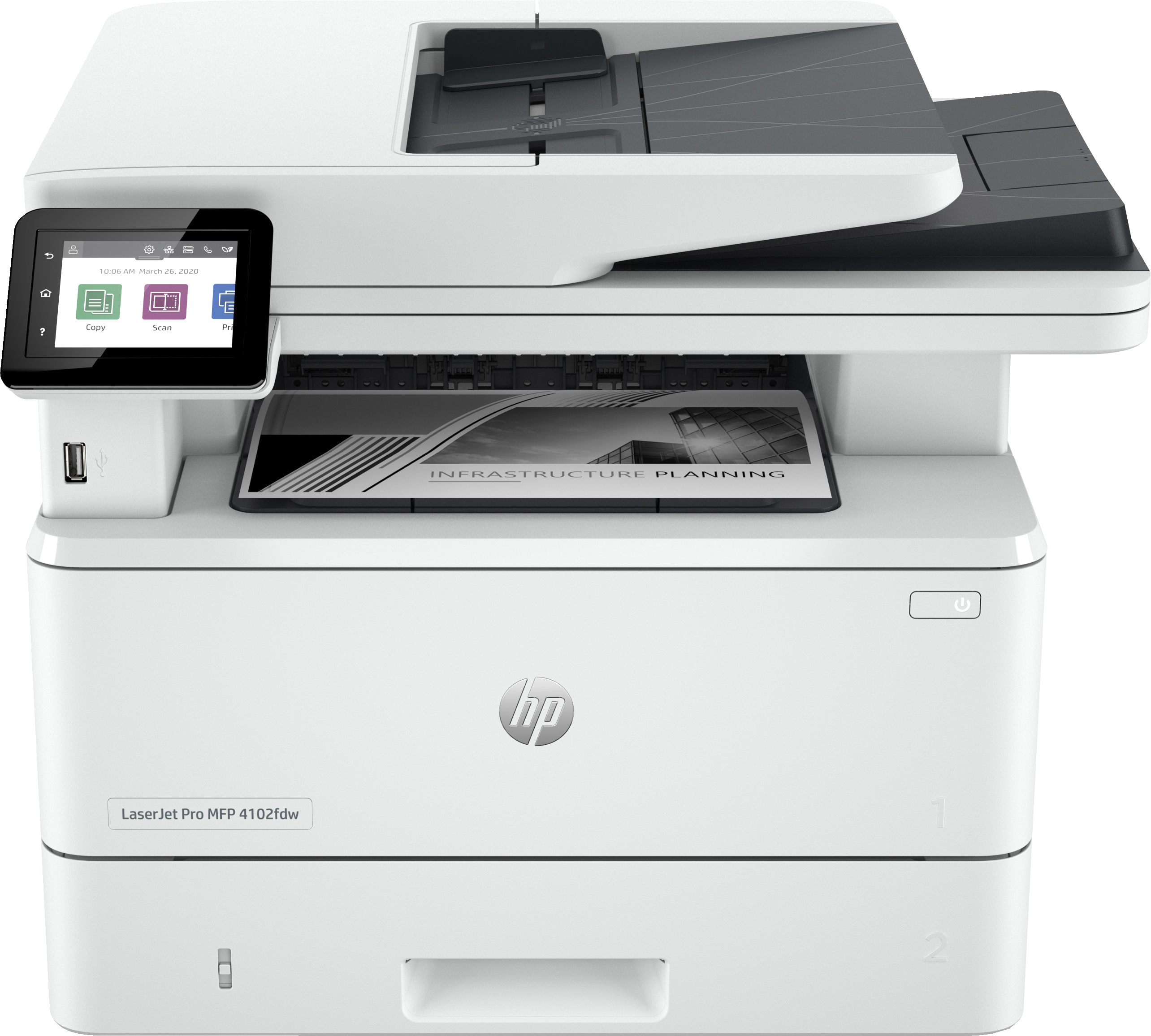 HP LaserJet Pro MFP 4102fdw AIO All-in-One Printer - A4 Mono Laser, Print/Copy/Dual-Side Scan, Automatic Document Feeder, Auto-Duplex, LAN, Fax, WiFi, 40ppm, 750-4000 pages per month (replaces M428fdw)