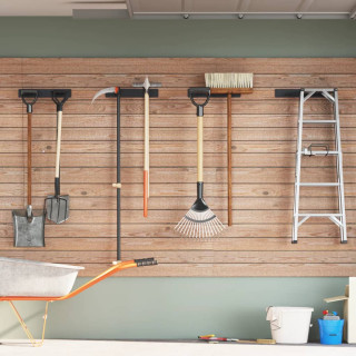 Полки для хранения садового инвентаря настенные 4 шт., черная сталь