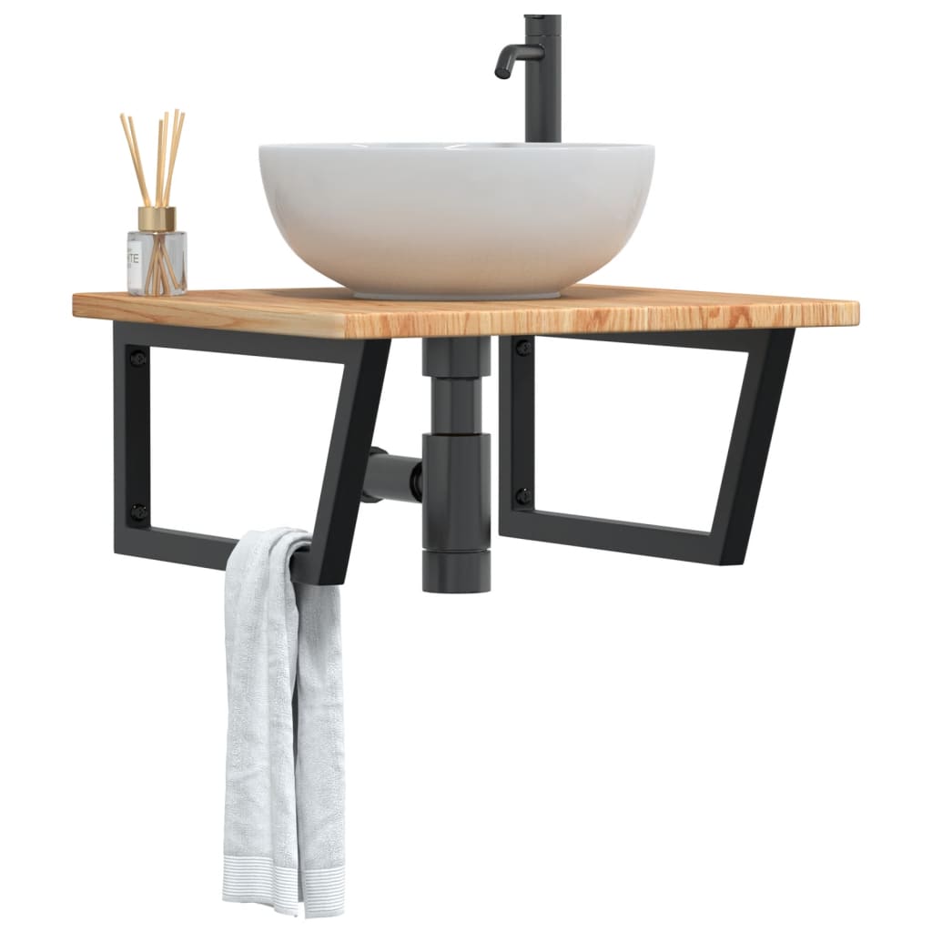 Настенная полка для раковины, сталь и дуб