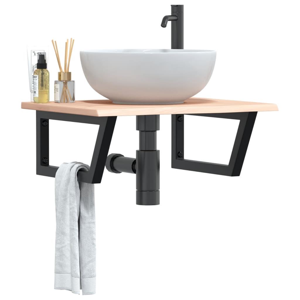 настенная полка для мойки, сталь и дуб