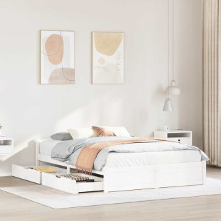 voodiraam ilma madratsita, valge, 140 x 200 cm, männipuit