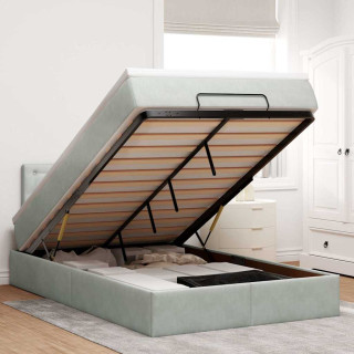 Ottomani voodiraam madratsiga, helehall, 120x200cm, samet