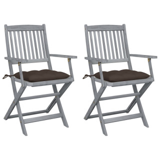 Складные садовые стулья, 2 шт, с подушками, акация