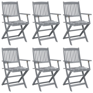 Складные садовые стулья, 6 шт, с подушками, акация