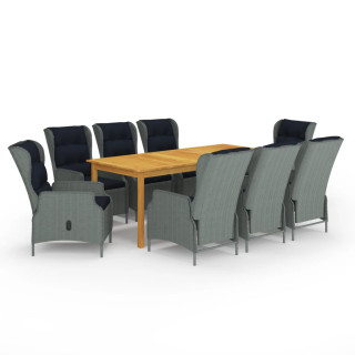 Обеденный гарнитур из 9 предметов садовой мебели, светло-серый