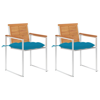 Садовые стулья с подушками, 2 шт, акация и сталь