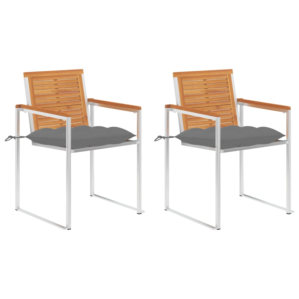 Садовые стулья с подушками, 2 шт, акация и сталь