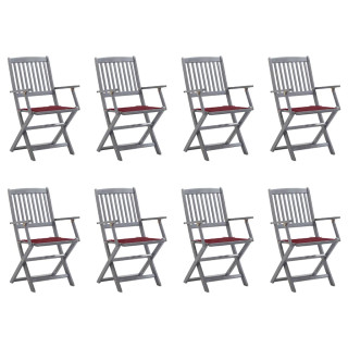 Складные садовые стулья 8 шт с подушками, акация
