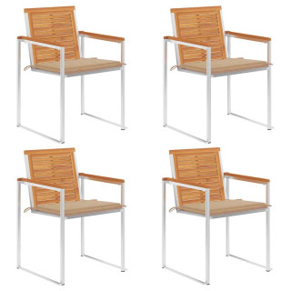 Садовые стулья с подушками, 4 шт, акация