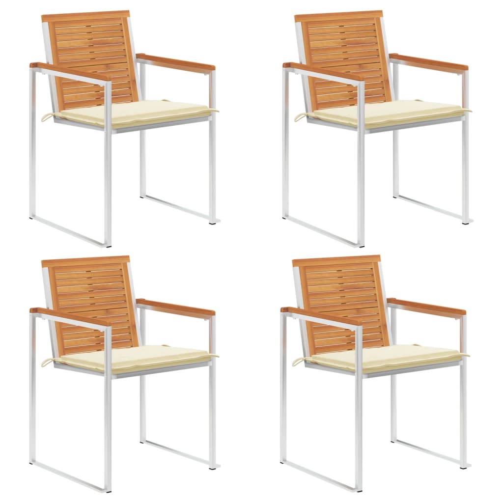 Садовые стулья с подушками, 4 шт, акация