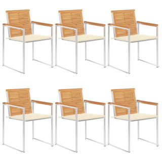 Садовые стулья с подушками, 6 шт, тиковое дерево