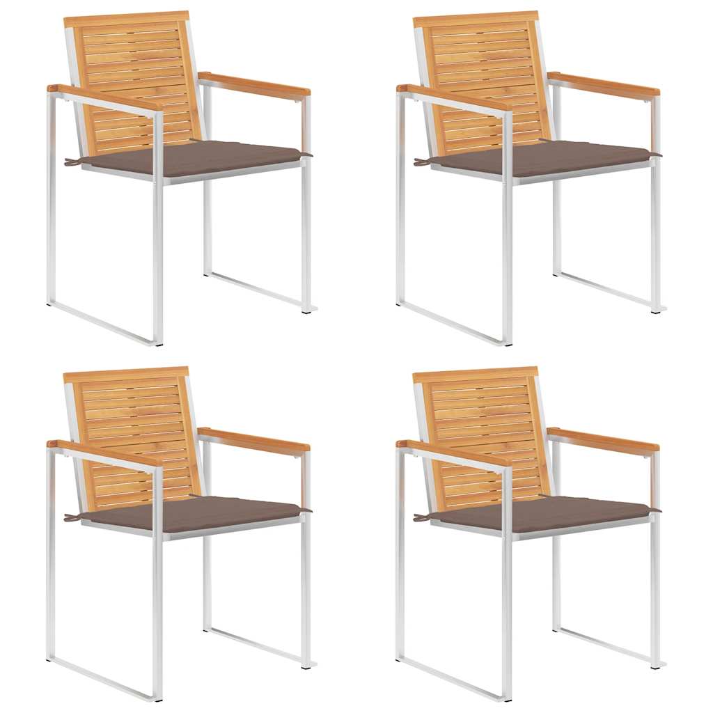 Садовые стулья с подушками, 4 шт, тиковое дерево