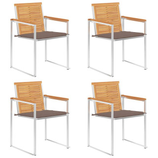 Садовые стулья с подушками, 4 шт, тиковое дерево