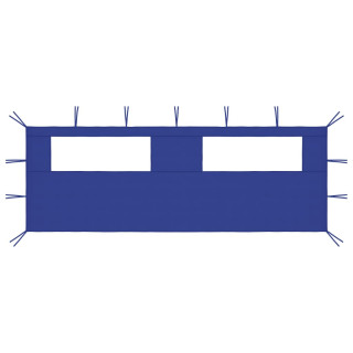 Боковая стенка для беседки с окнами 6 x 2 м, синяя