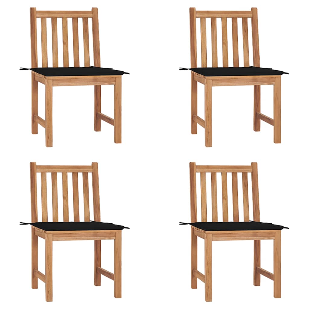 Садовые стулья с подушками, 4 шт, тиковое дерево