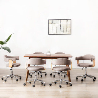 обеденные стулья 6 шт., коричневато-серые, гнутое дерево и ткань