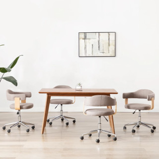 Обеденные стулья, 4 шт., коричневато-серые, гнутая древесина и ткань